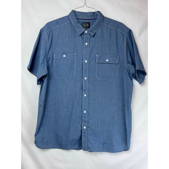 Mountain Hardwear Men's Size XL Button Up Short Sleeve Chambray Shirt - Picture 1 of 7